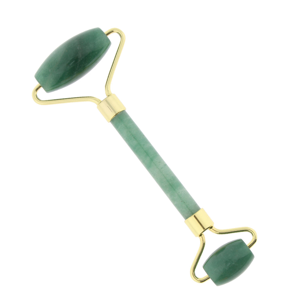 Jade Stone Facial Massage Double Roller Face Neck Massager Green