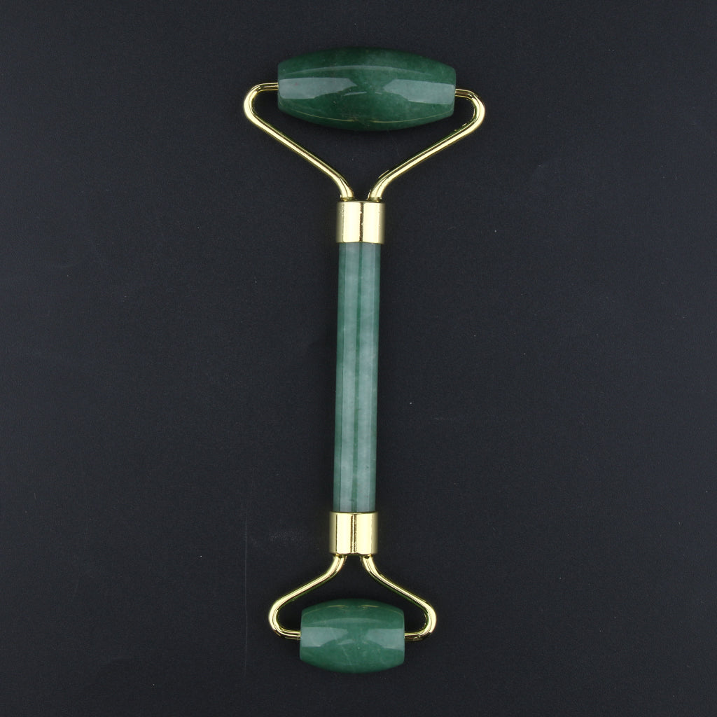 Jade Stone Facial Massage Double Roller Face Neck Massager Green