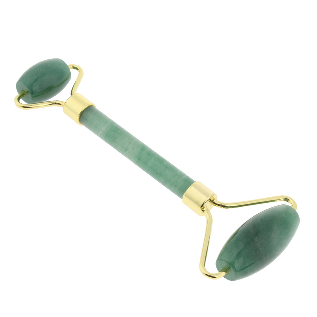 Jade Stone Facial Massage Double Roller Face Neck Massager Green