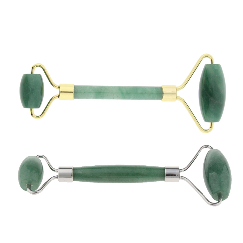 Jade Stone Facial Massage Double Roller Face Neck Massager Green