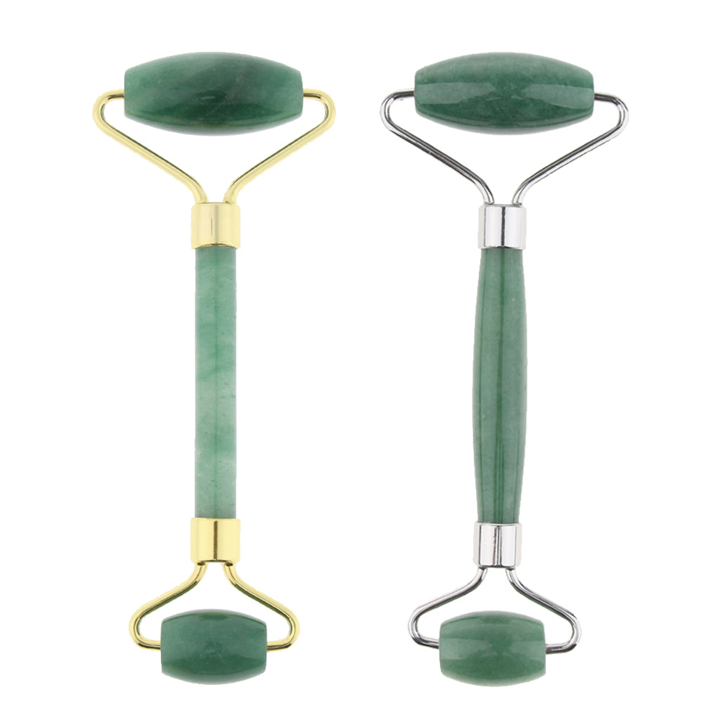 Jade Stone Facial Massage Double Roller Face Neck Massager Green