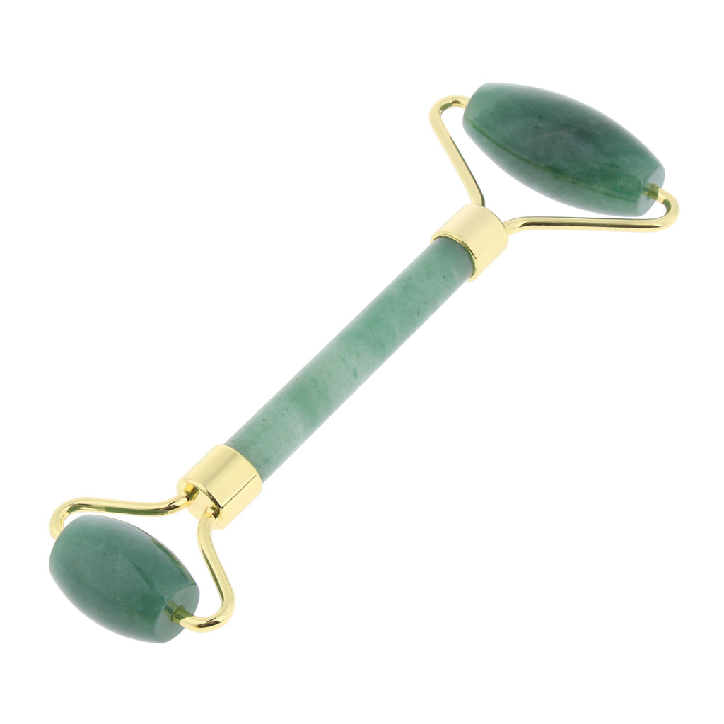 Jade Stone Facial Massage Double Roller Face Neck Massager Green