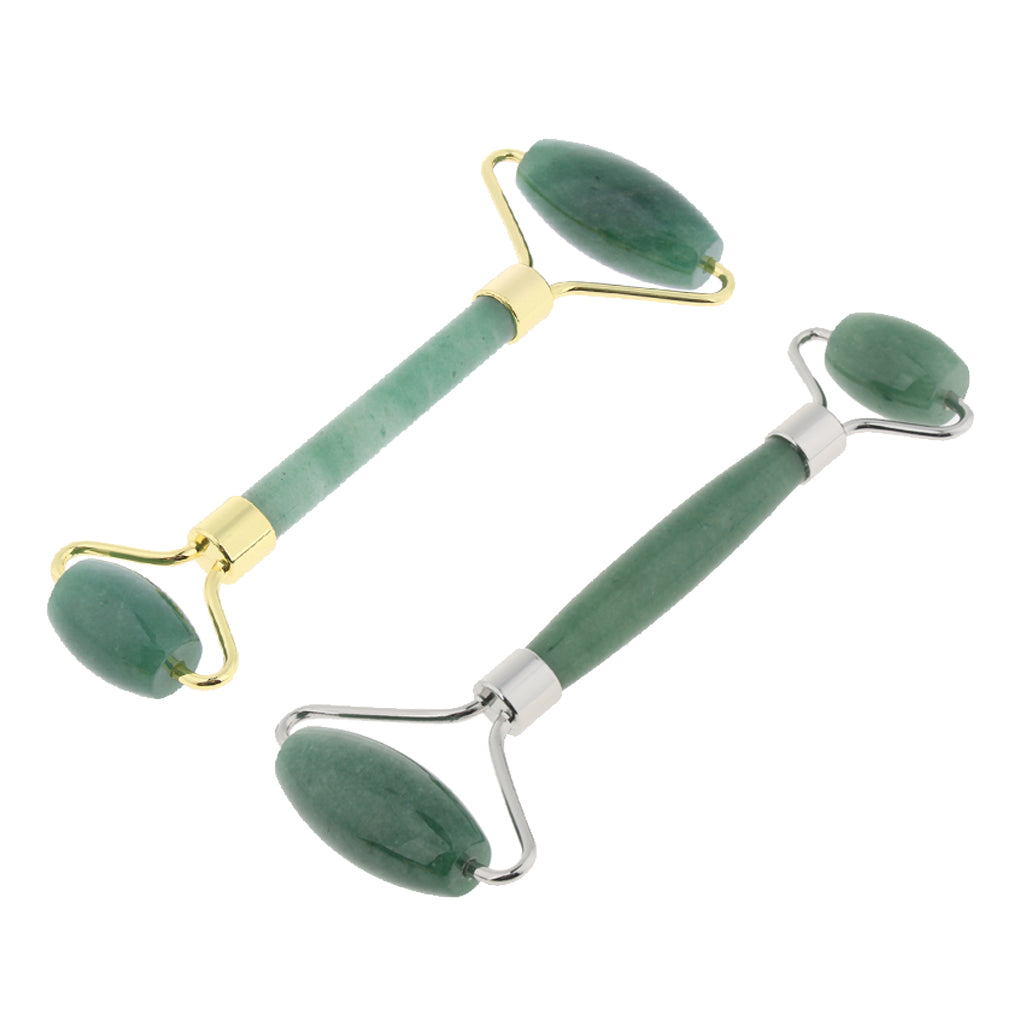 Jade Stone Facial Massage Double Roller Face Neck Massager Green