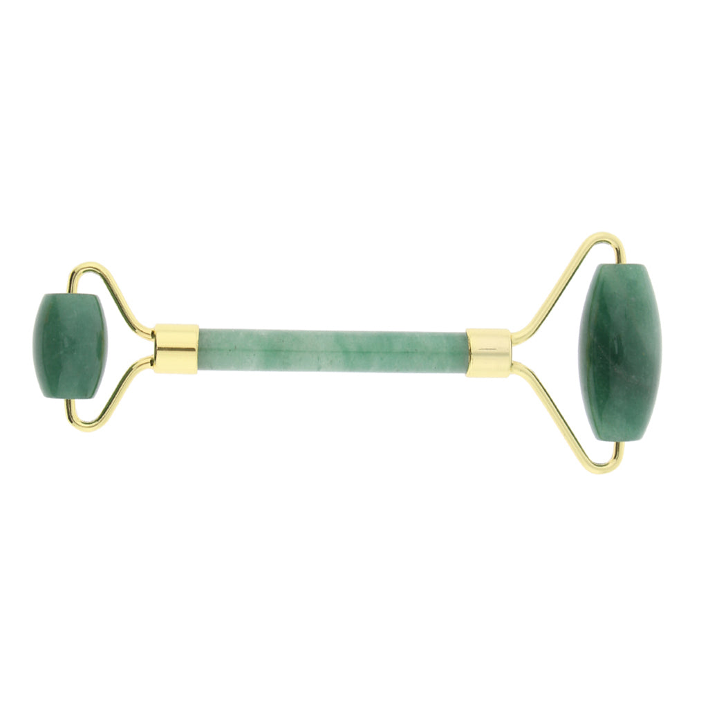 Jade Stone Facial Massage Double Roller Face Neck Massager Green