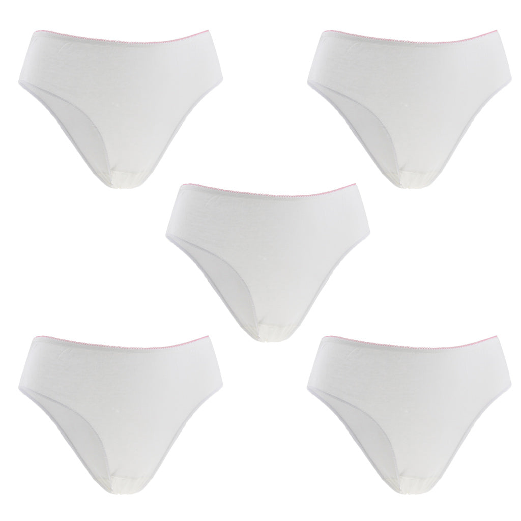 5 Pieces Women Disposable Cotton Large Underwear Travel Panties White L