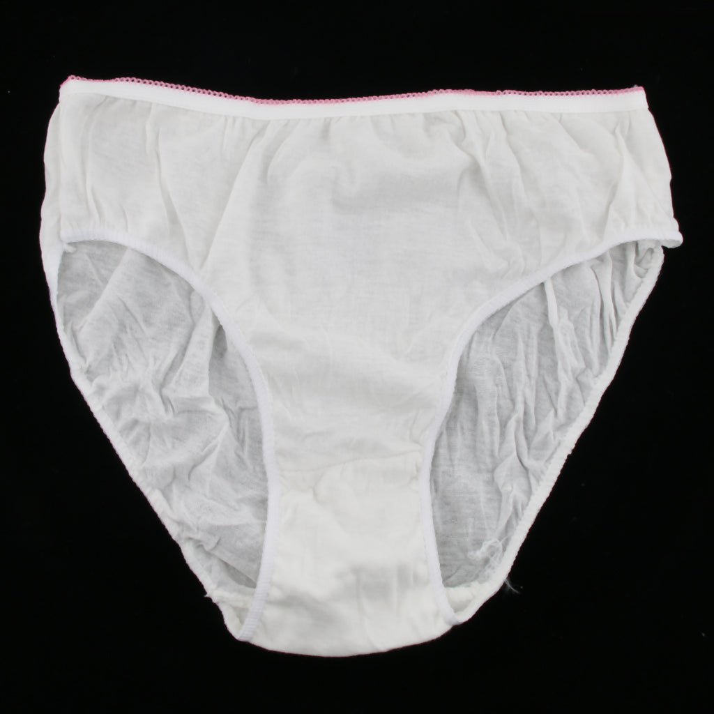 5 Pieces Women Disposable Cotton Large Underwear Travel Panties White L