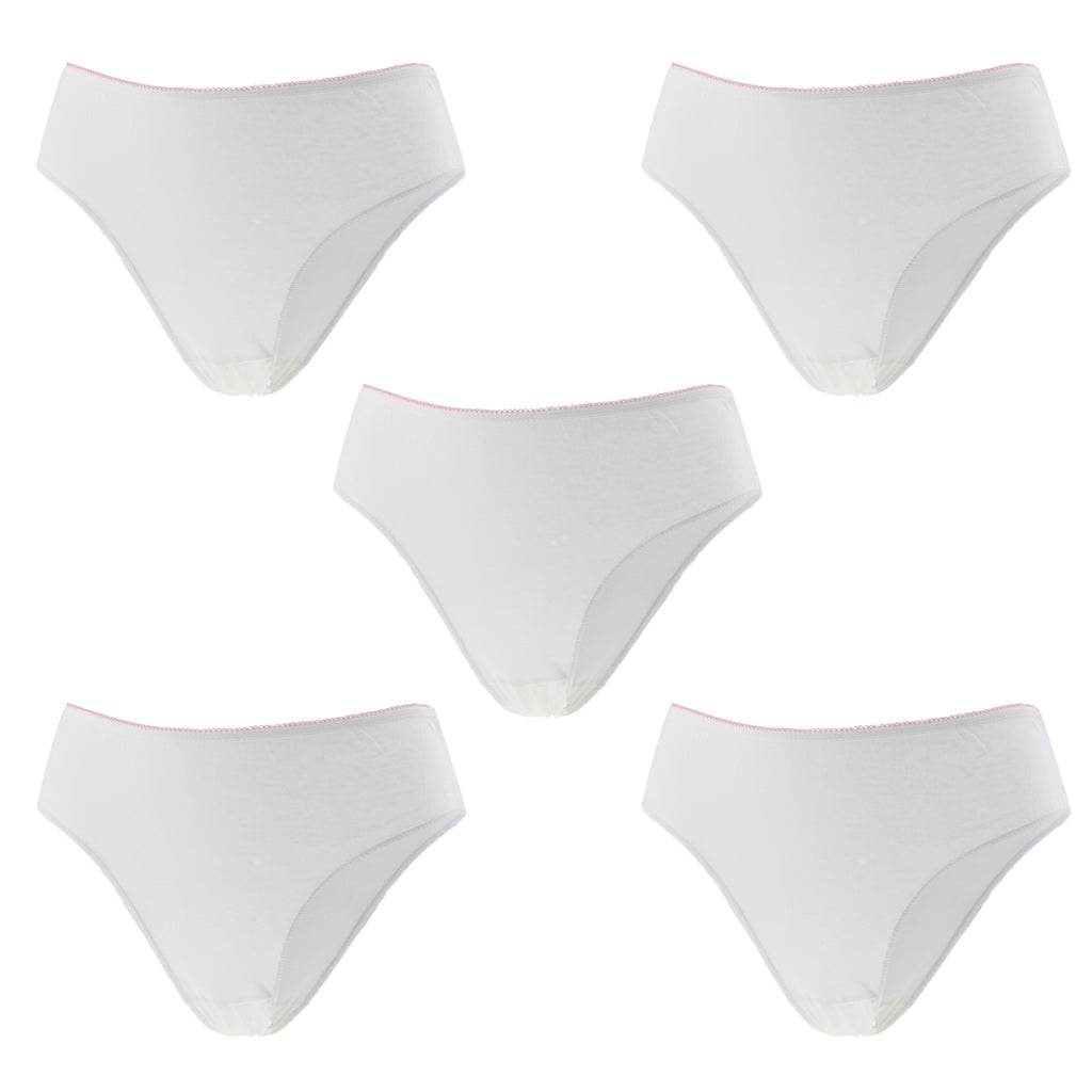 5 Pieces Women Disposable Cotton Large Underwear Travel Panties White L