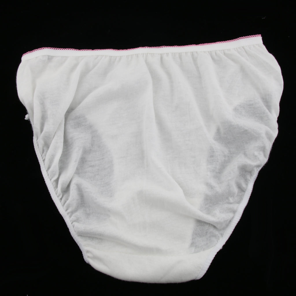 5 Pieces Women Disposable Cotton Large Underwear Travel Panties White L