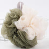 4Piece Bath Shower Mesh Sponge Pouf Scrubber Puff for Body Bathing Green