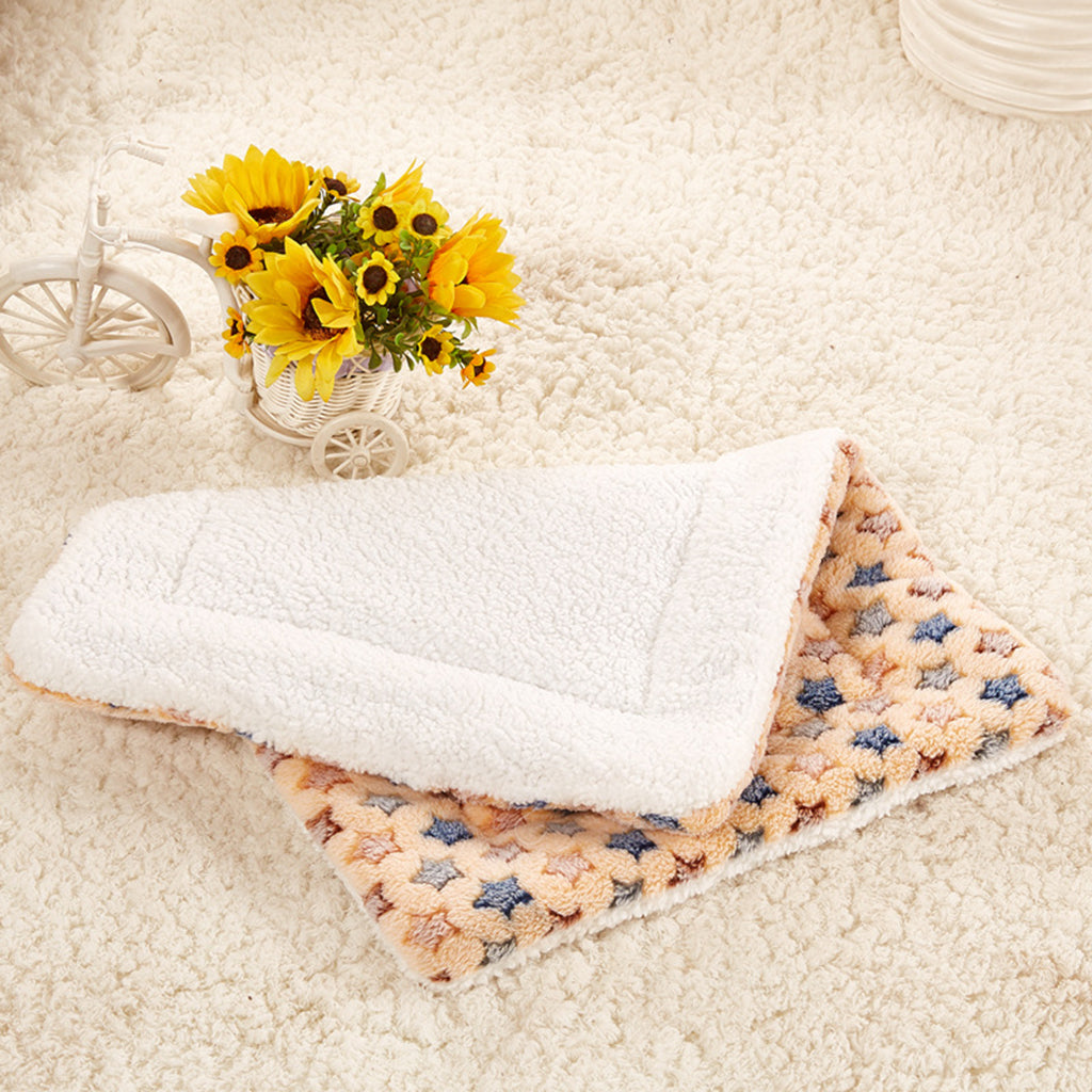 Winter Dog Warm Blanket Coral Fleece Puppy Cat Sleep Mat Beige-50x75cm