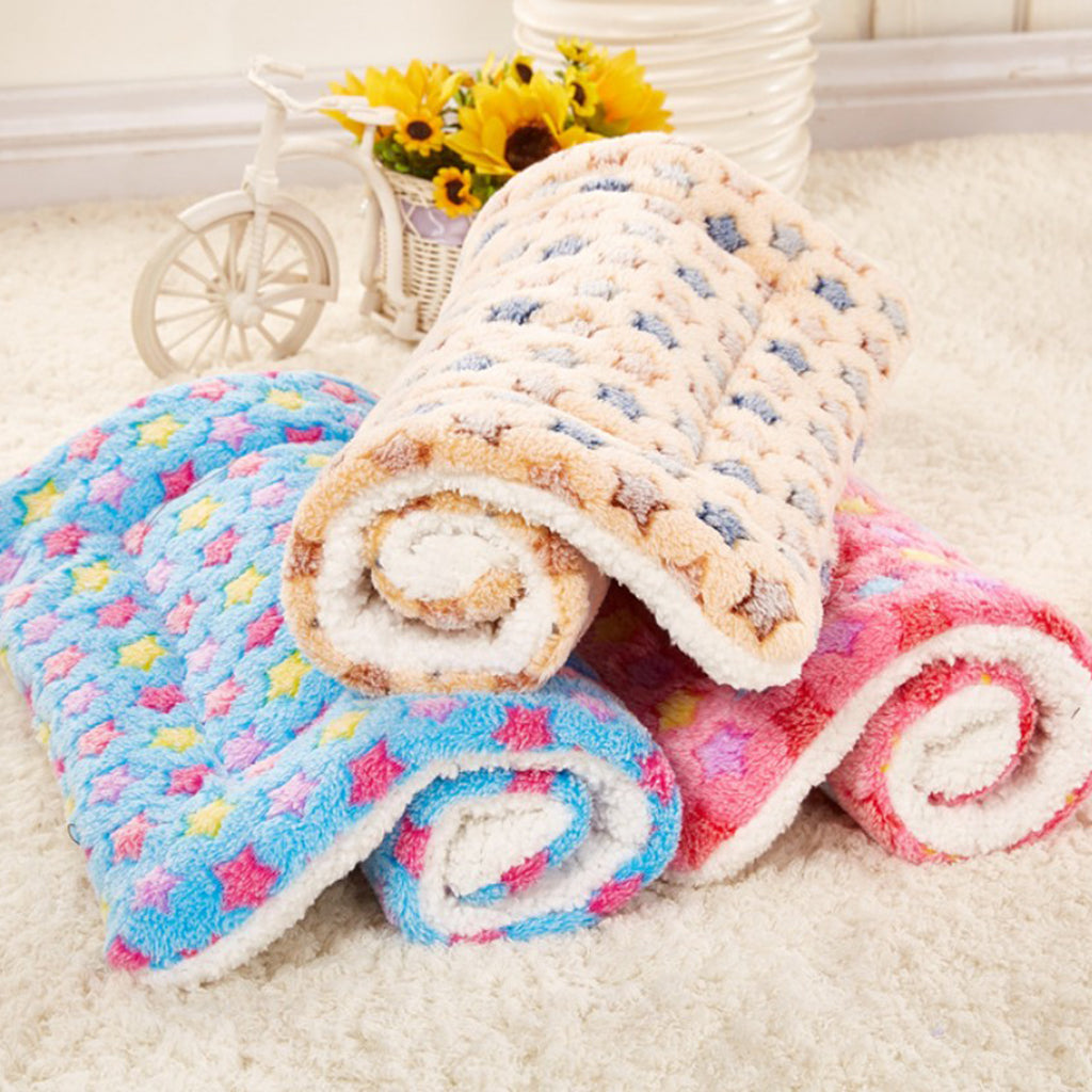 Winter Dog Warm Blanket Coral Fleece Puppy Cat Sleep Mat Beige-50x75cm