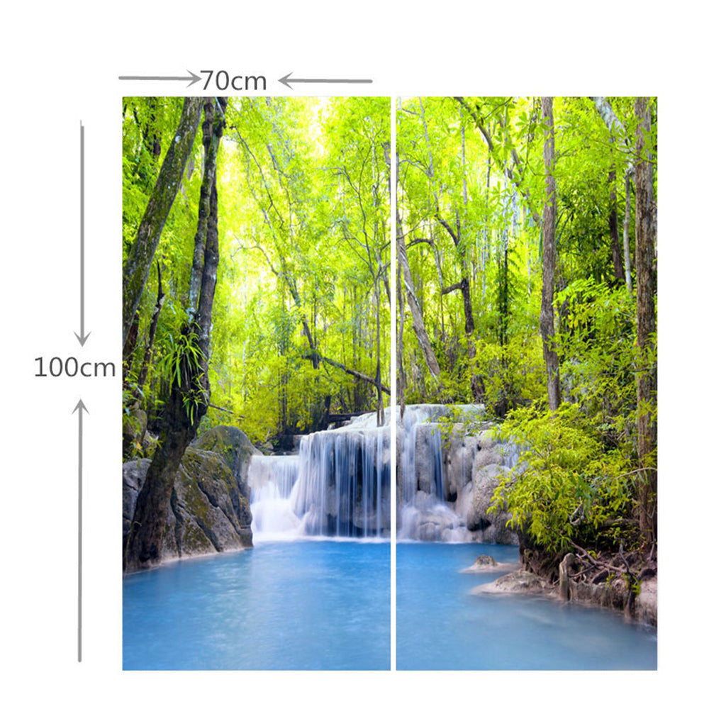 Set of 2 Panels Digital Printing 3D Curtains 140x100cm Mountain waterfall