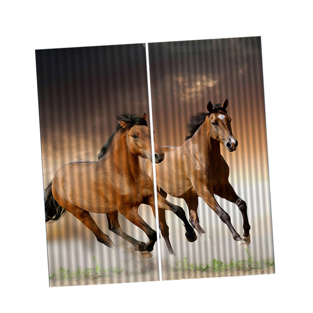 Set of 2 Panels Digital Printing 3D Curtains 140x100cm Horses