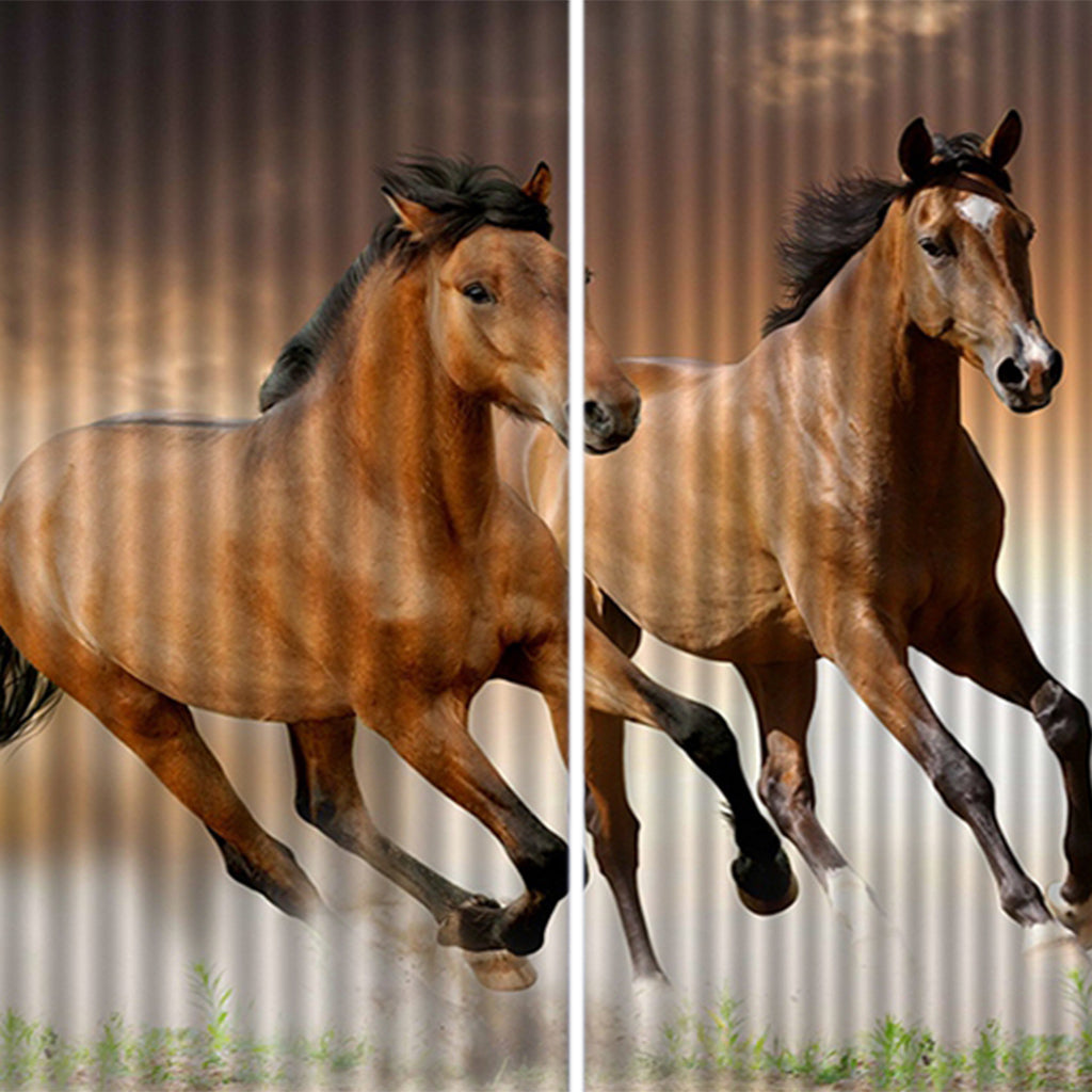 Set of 2 Panels Digital Printing 3D Curtains 140x100cm Horses