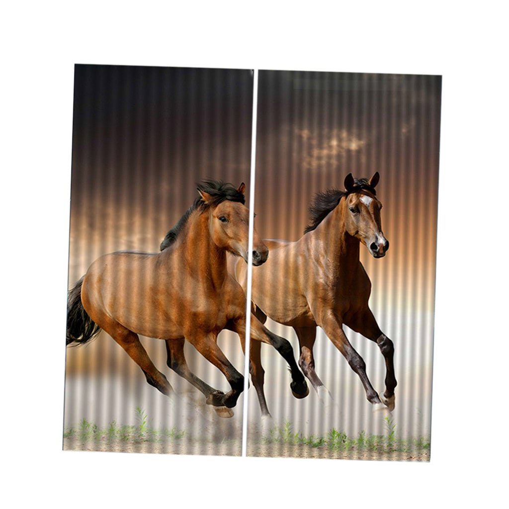 Set of 2 Panels Digital Printing 3D Curtains 140x100cm Horses