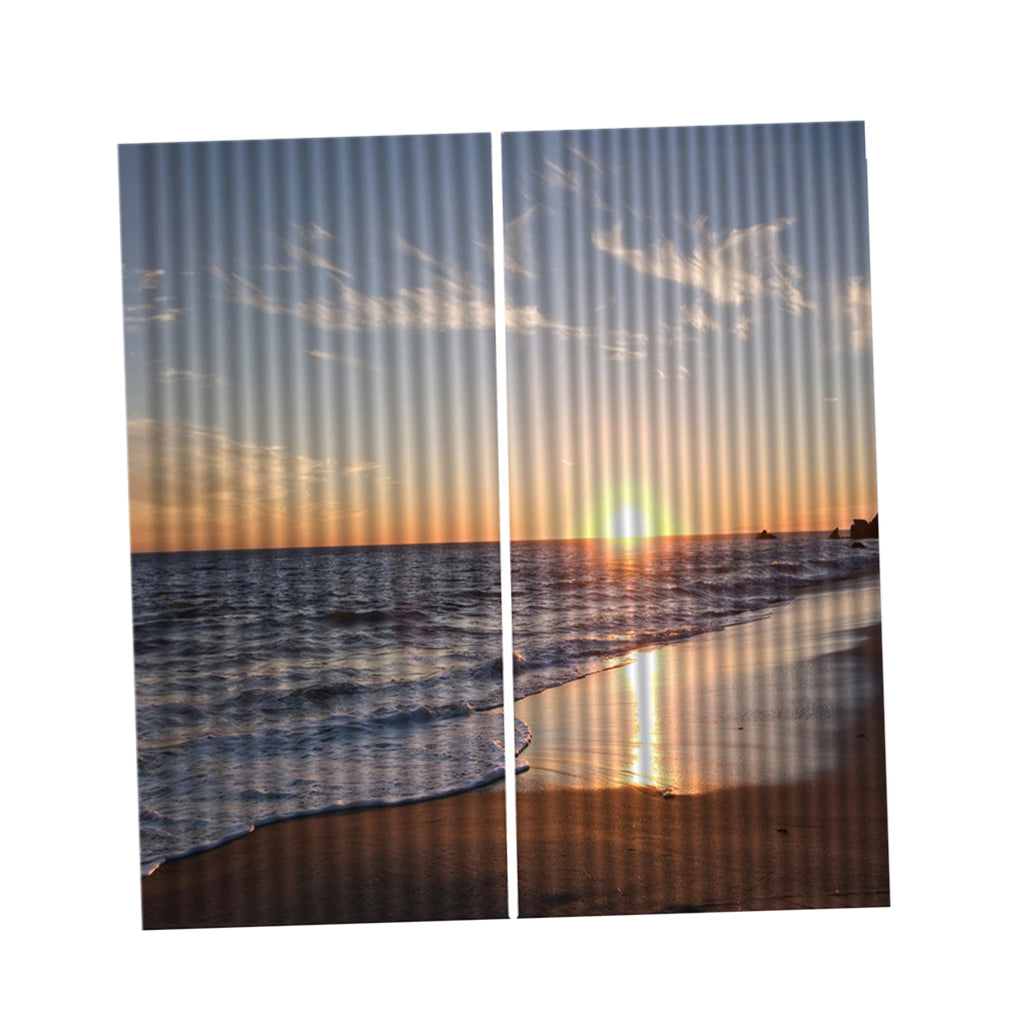 Set of 2 Panels Digital Printing 3D Curtains 140x100cm sunset sea