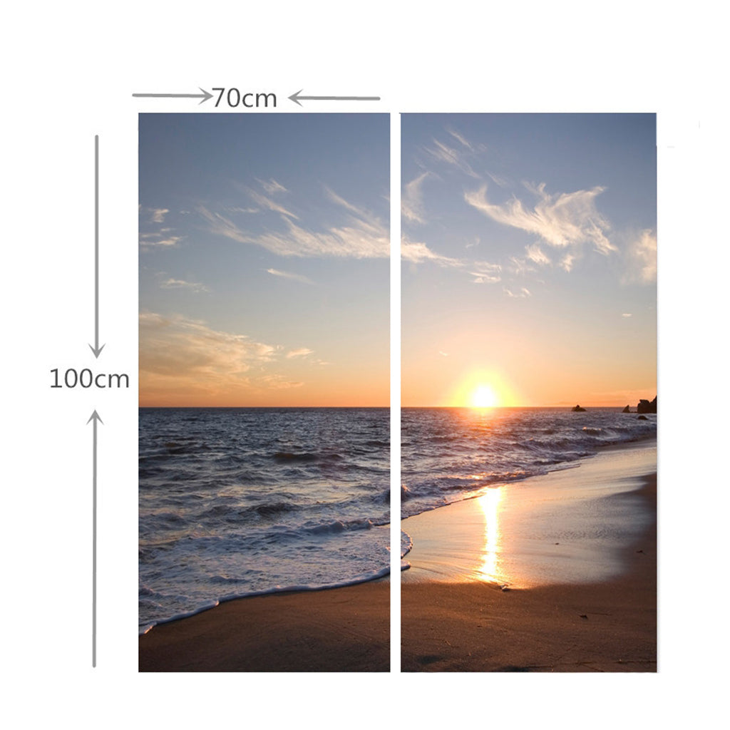 Set of 2 Panels Digital Printing 3D Curtains 140x100cm sunset sea