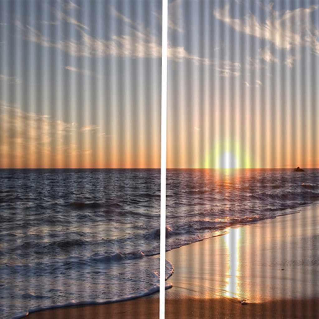 Set of 2 Panels Digital Printing 3D Curtains 140x100cm sunset sea