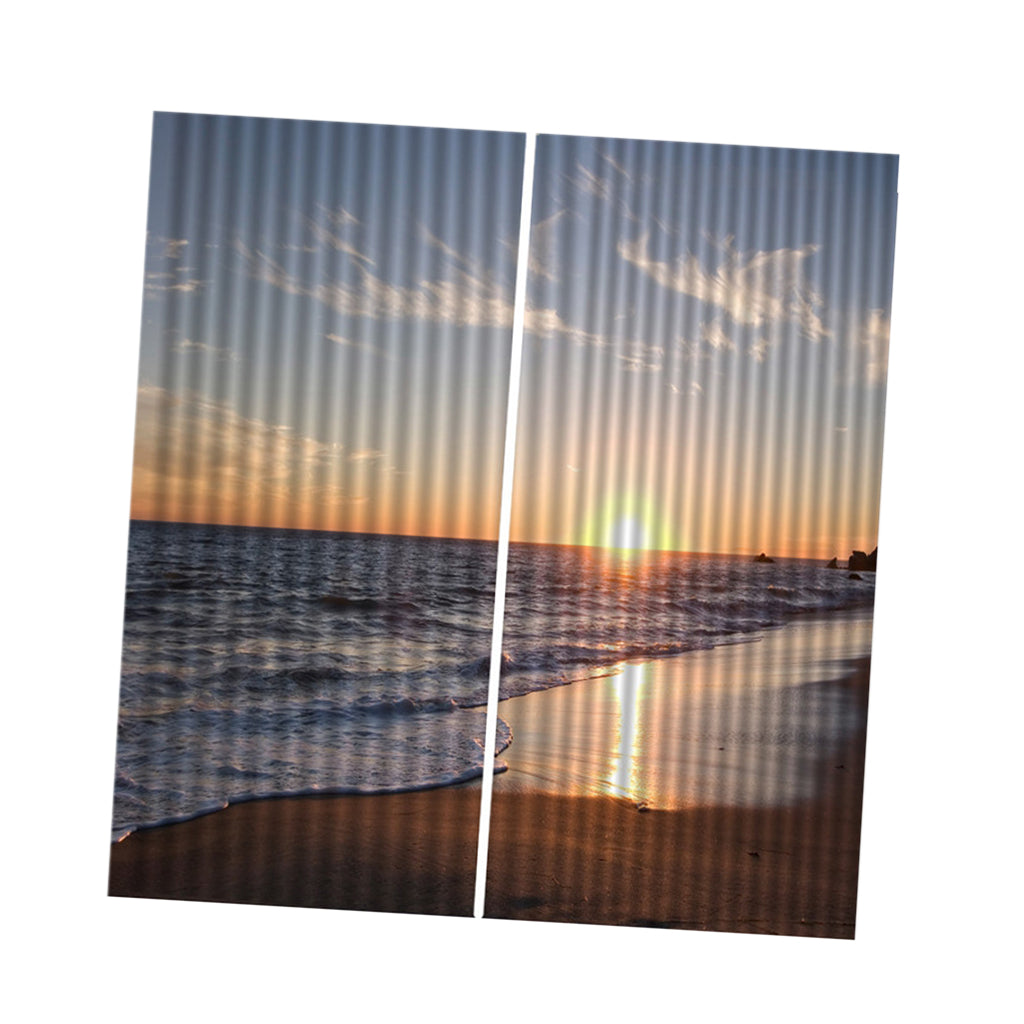 Set of 2 Panels Digital Printing 3D Curtains 140x100cm sunset sea