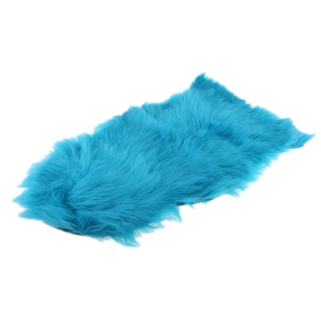 60x90cm Shaggy Soft Faux Sheepskin Area Rug Floor Carpet Mat Blue