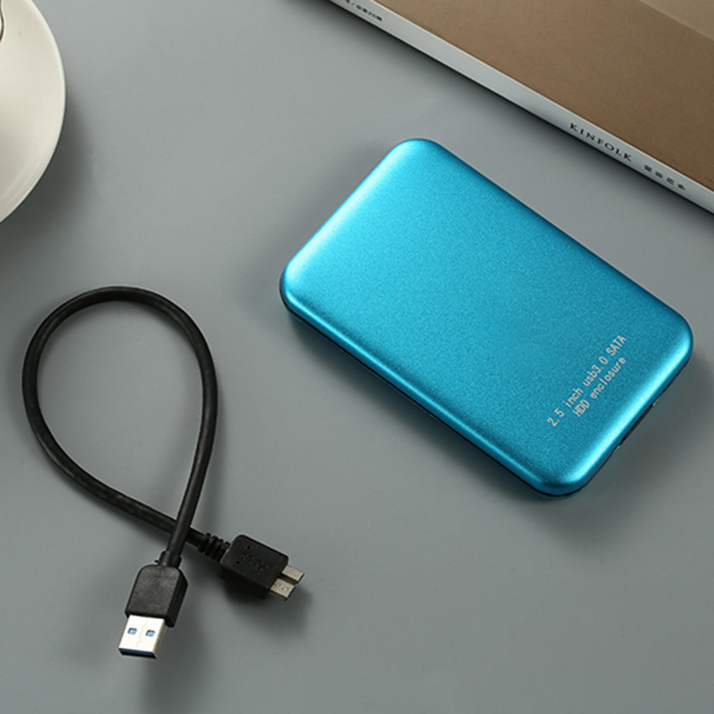 Blue Portable Ultra-thin 2.5in Hard Drive USB3.0 HDD Case for Desktop 1T