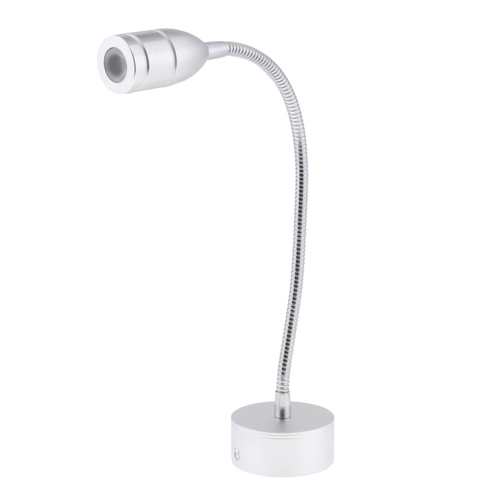 12V 2W LED Flexible Gooseneck Reading Chart/map Light with Switch Silver