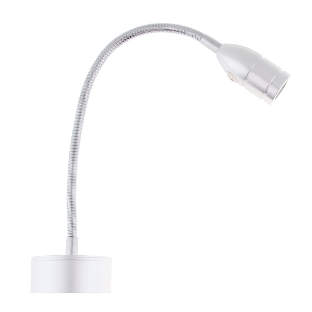 12V 2W LED Flexible Gooseneck Reading Chart/map Light with Switch Silver