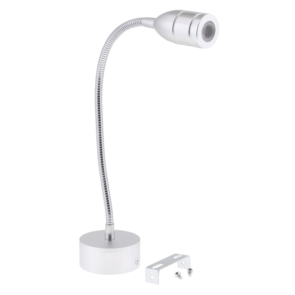 12V 2W LED Flexible Gooseneck Reading Chart/map Light with Switch Silver