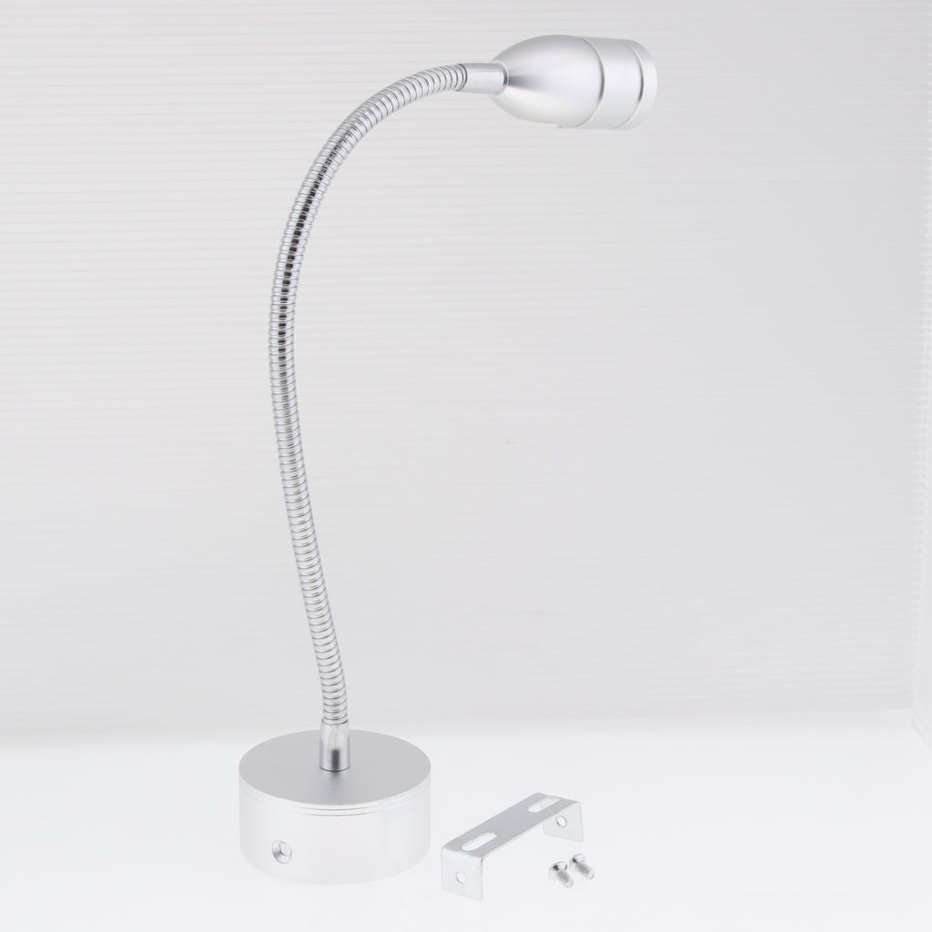 12V 2W LED Flexible Gooseneck Reading Chart/map Light with Switch Silver