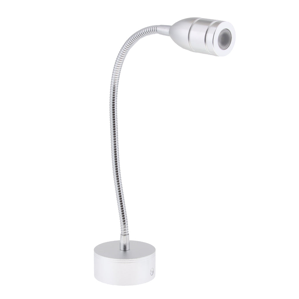 12V 2W LED Flexible Gooseneck Reading Chart/map Light with Switch Silver