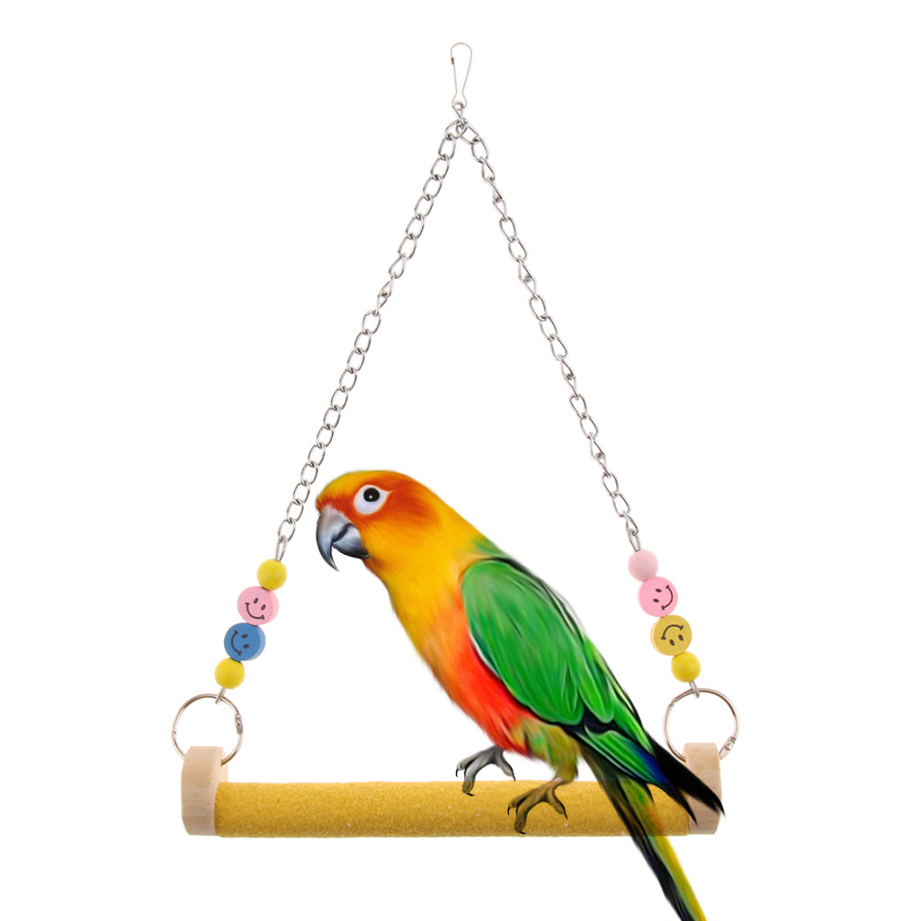 Wooden Bird Parrot Perch Stand Holder Paw Grinding Stick Pets Chew Swing Toy