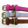 Double Frosted Traditional Adjustable Leather Pet Dog Collar Light Blue S