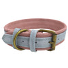 Double Frosted Traditional Adjustable Leather Pet Dog Collar Light Blue S