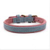 Double Frosted Traditional Adjustable Leather Pet Dog Collar Light Blue S