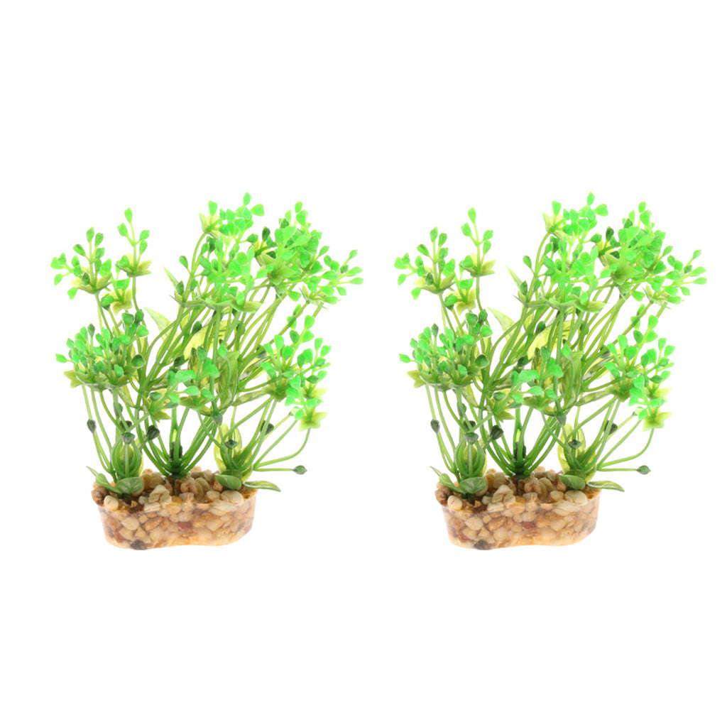 2Pcs Aquarium Reptile Artificial Water Grass Landscape Decoration Green