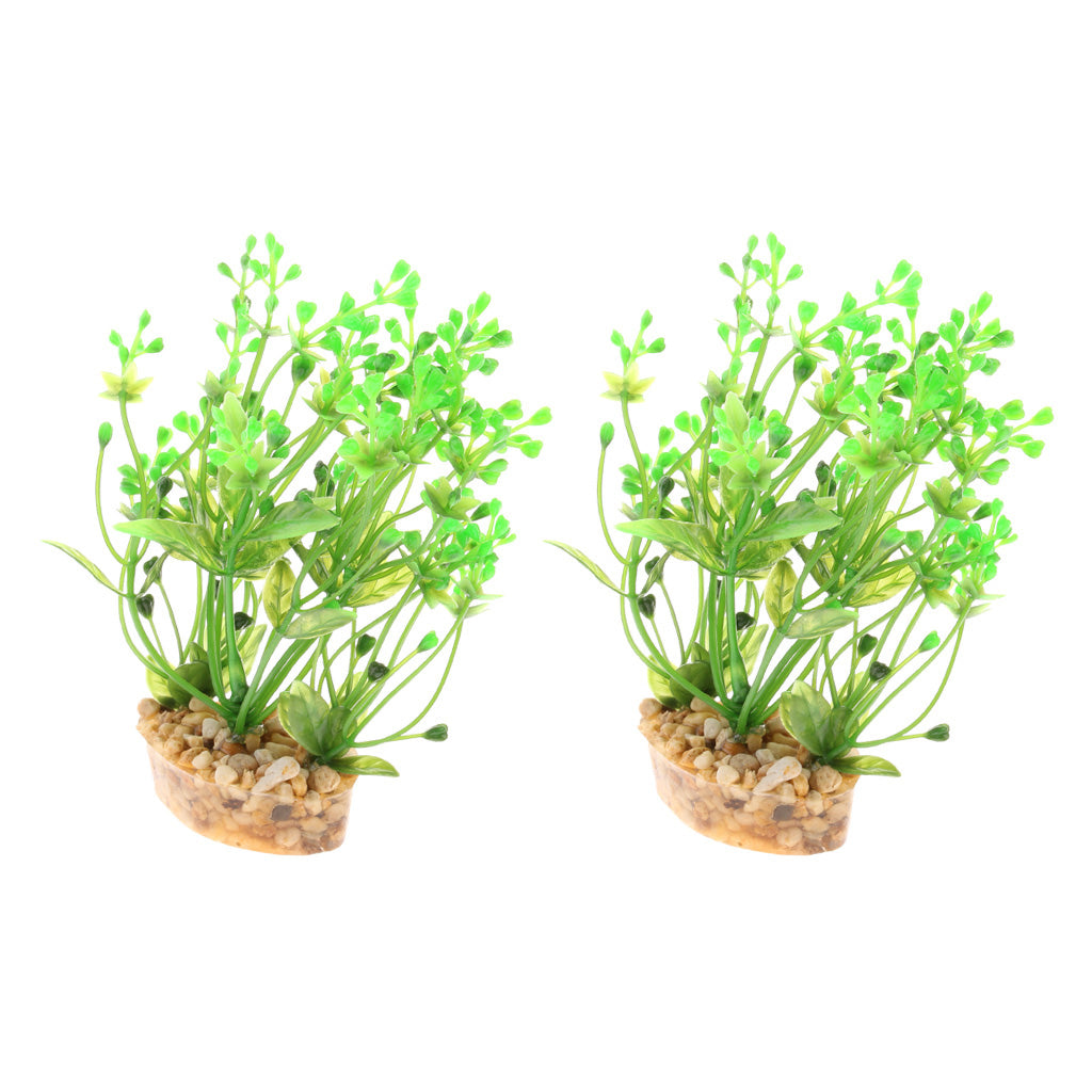 2Pcs Aquarium Reptile Artificial Water Grass Landscape Decoration Green