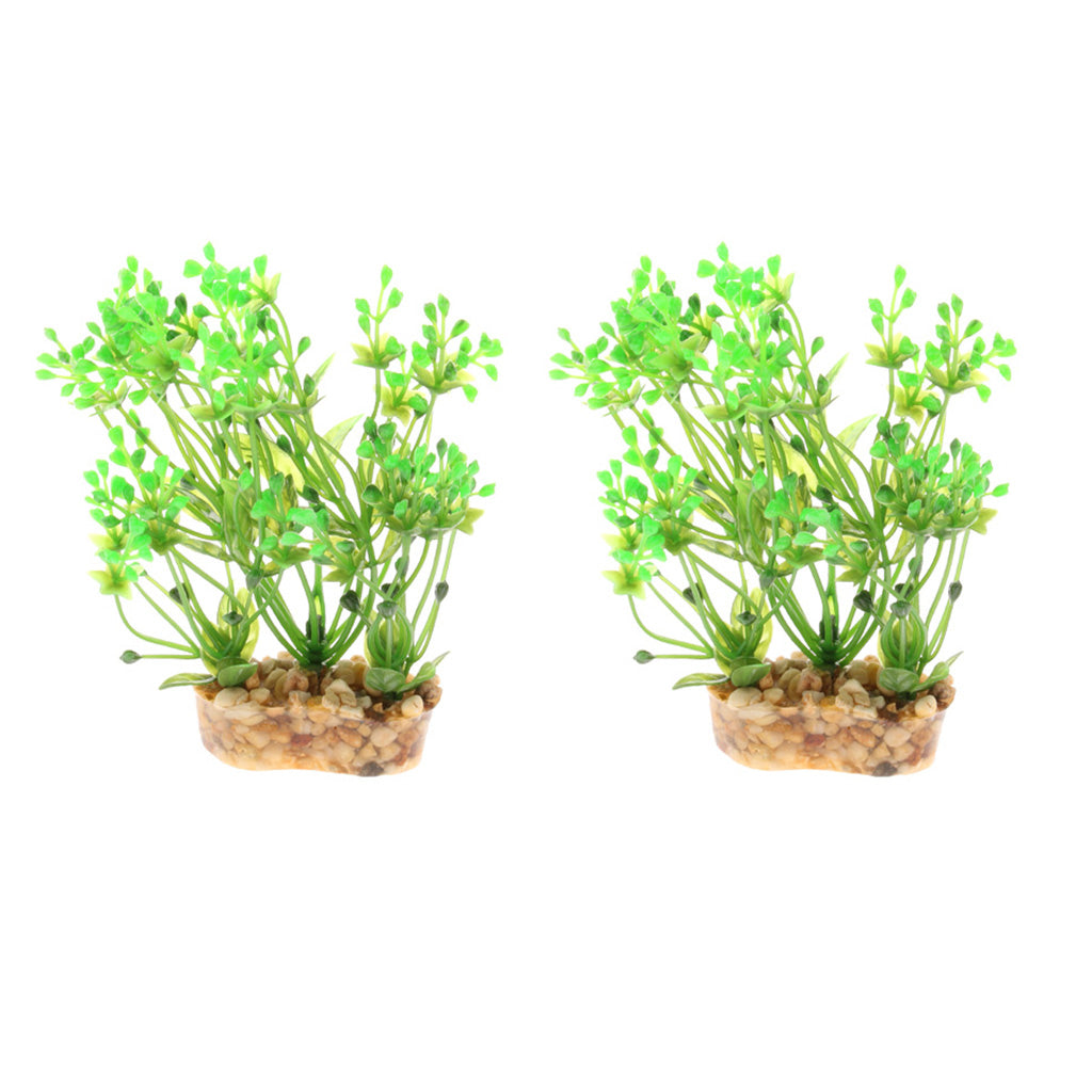 2Pcs Aquarium Reptile Artificial Water Grass Landscape Decoration Green