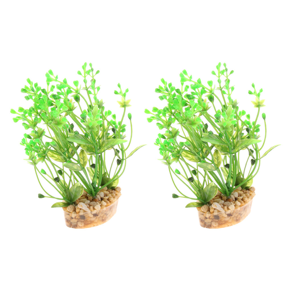 2Pcs Aquarium Reptile Artificial Water Grass Landscape Decoration Green