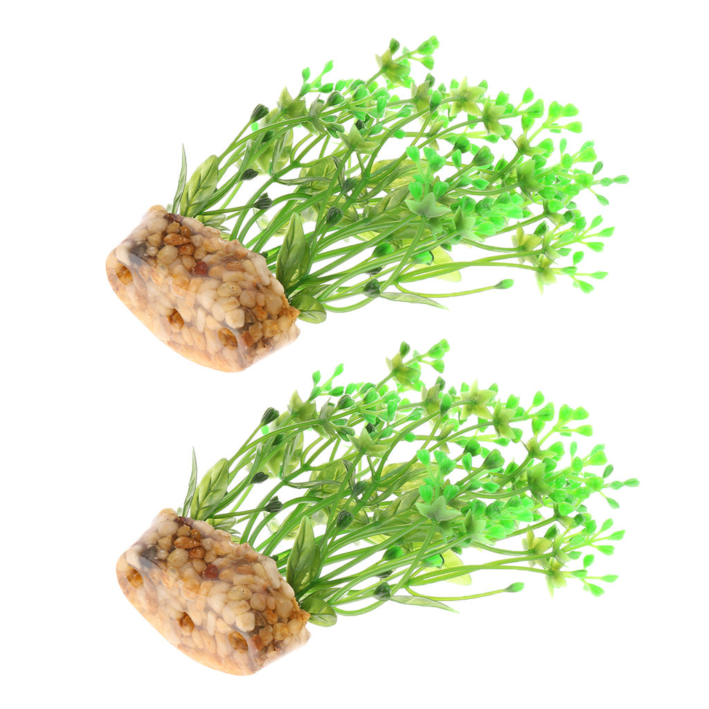 2Pcs Aquarium Reptile Artificial Water Grass Landscape Decoration Green