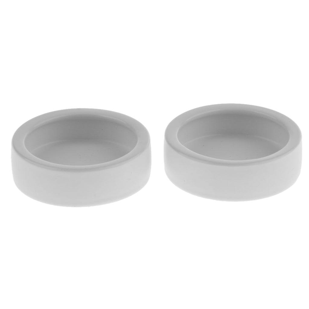 2Pcs Reptile Feeder Ceramics Reptile Lizard Food Bowl Anti-escape  White M