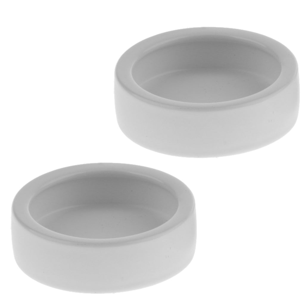 2Pcs Reptile Feeder Ceramics Reptile Lizard Food Bowl Anti-escape  White M