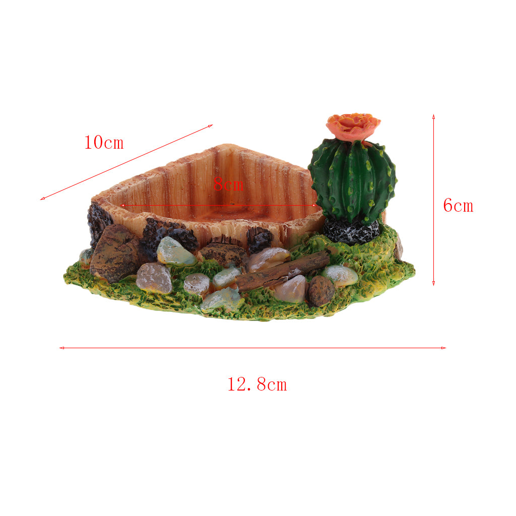 Snake Lizard Tortoise Reptile Food Dish Feeding Bowl Cup Resin Worm Feeder Triangle