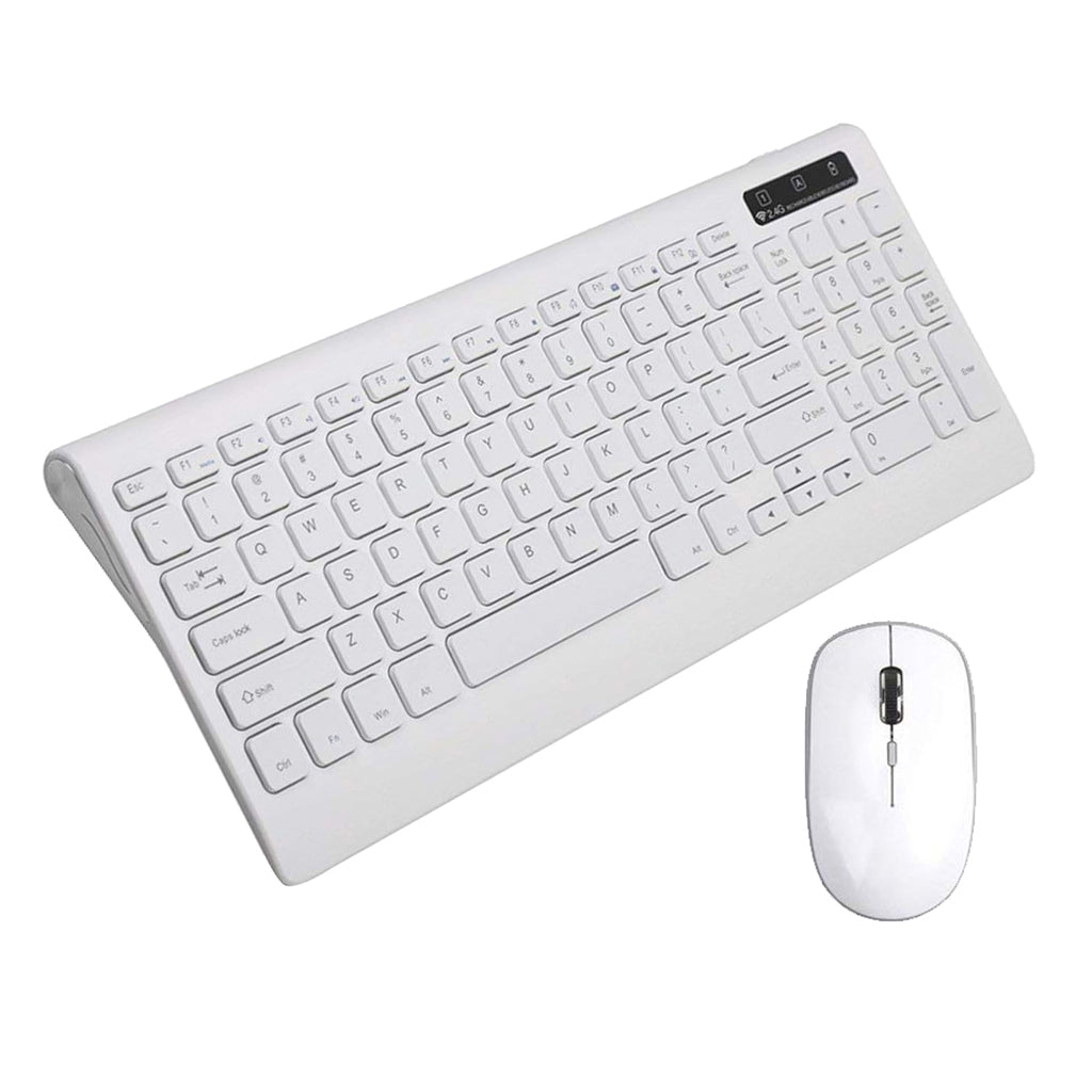 Wireless Keyboard Mouse Combo 2.4G USB for iOS Windows 10/7/XP Android white