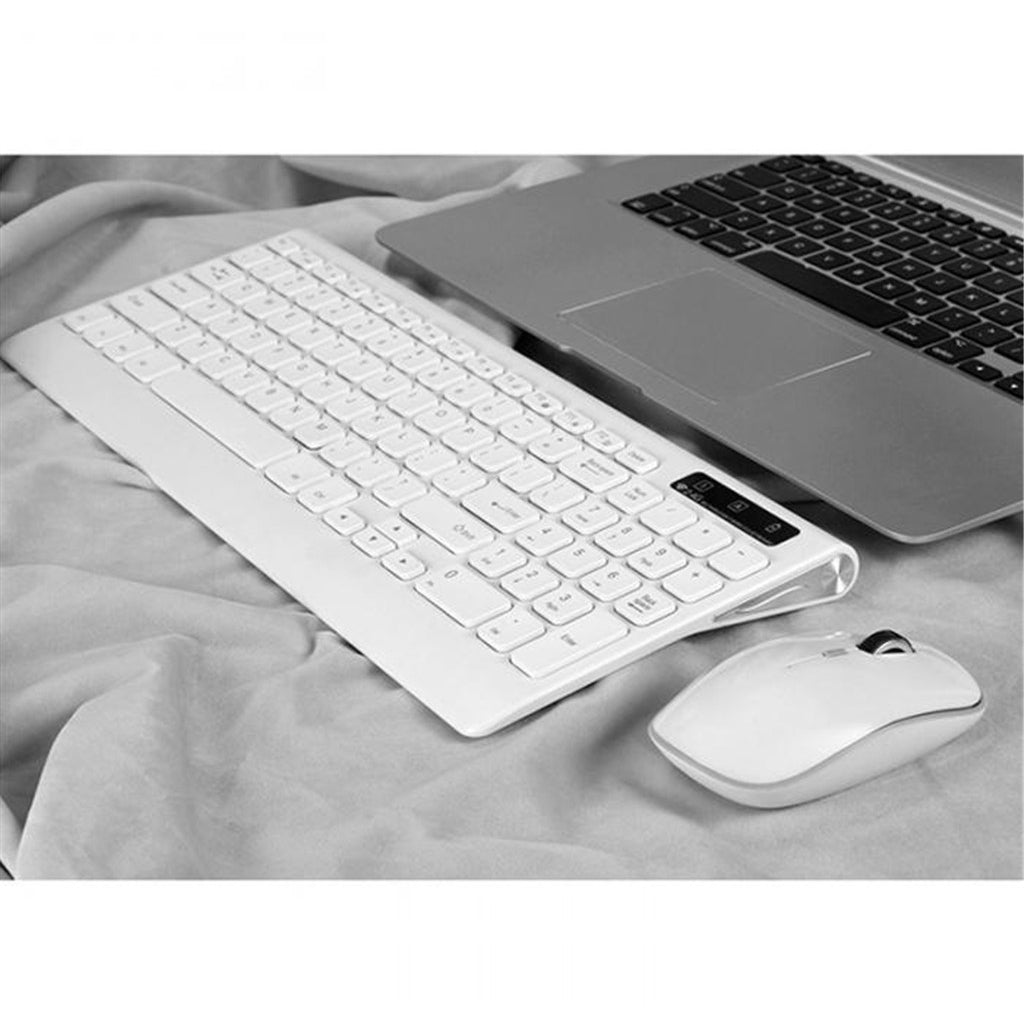 Wireless Keyboard Mouse Combo 2.4G USB for iOS Windows 10/7/XP Android white