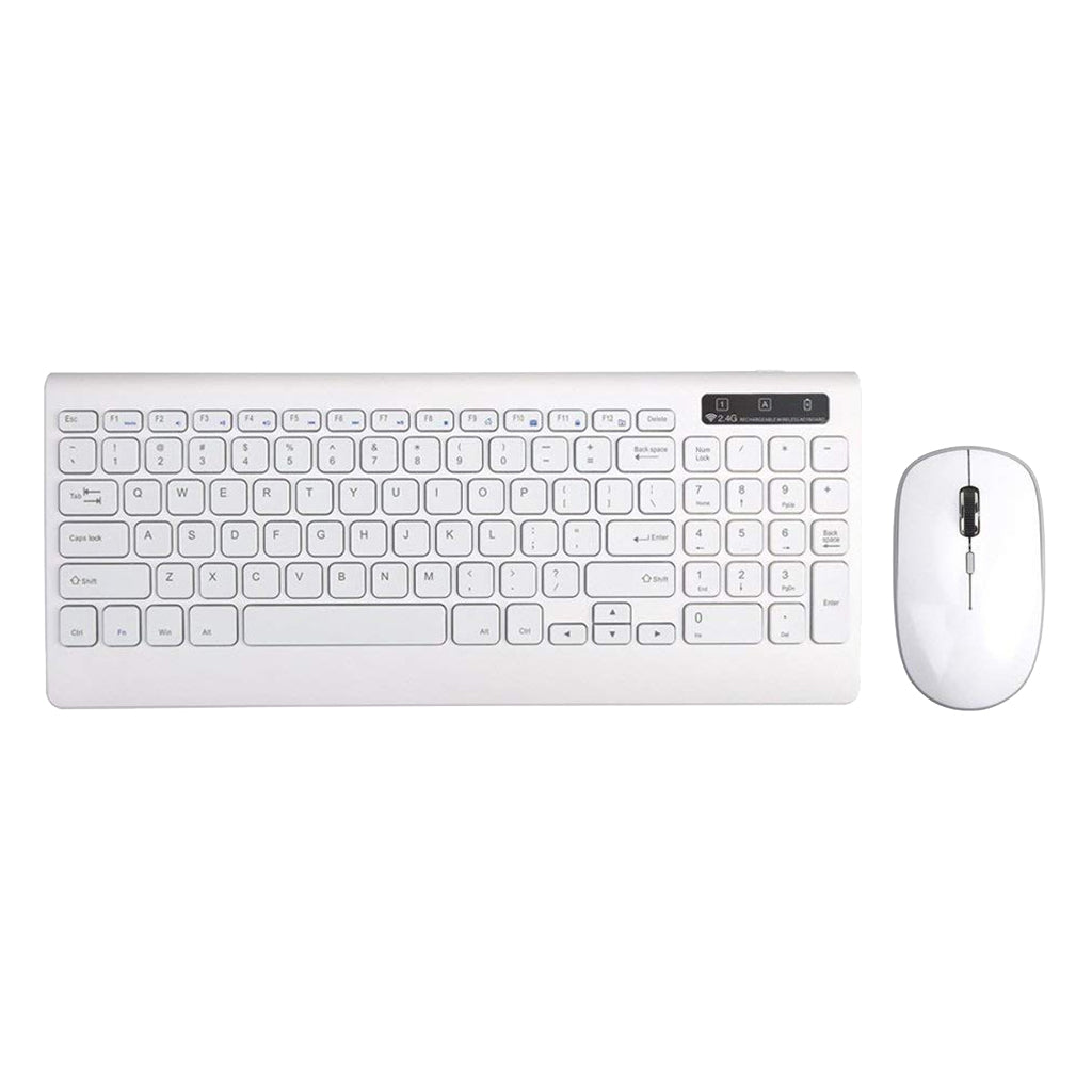 Wireless Keyboard Mouse Combo 2.4G USB for iOS Windows 10/7/XP Android white