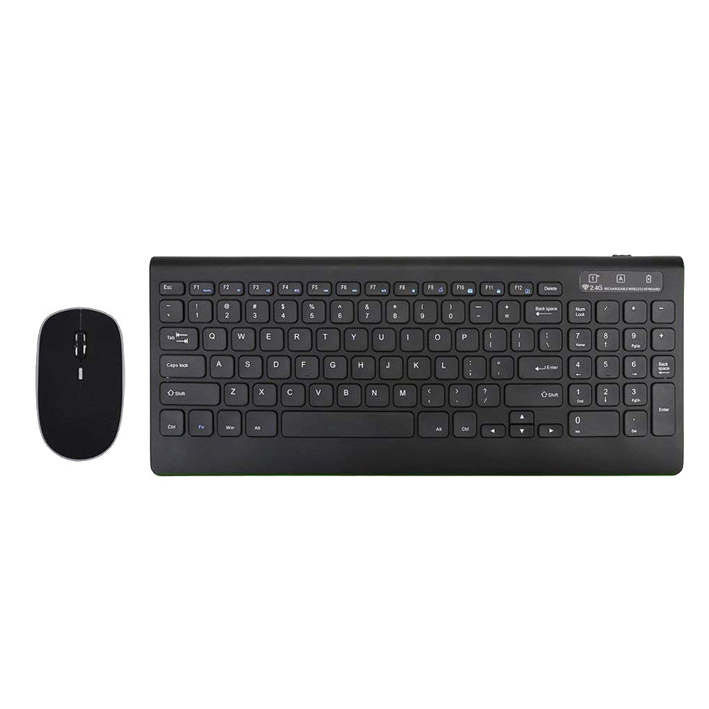 Wireless Keyboard Mouse Combo 2.4G USB for iOS Windows 10/7/XP Android black