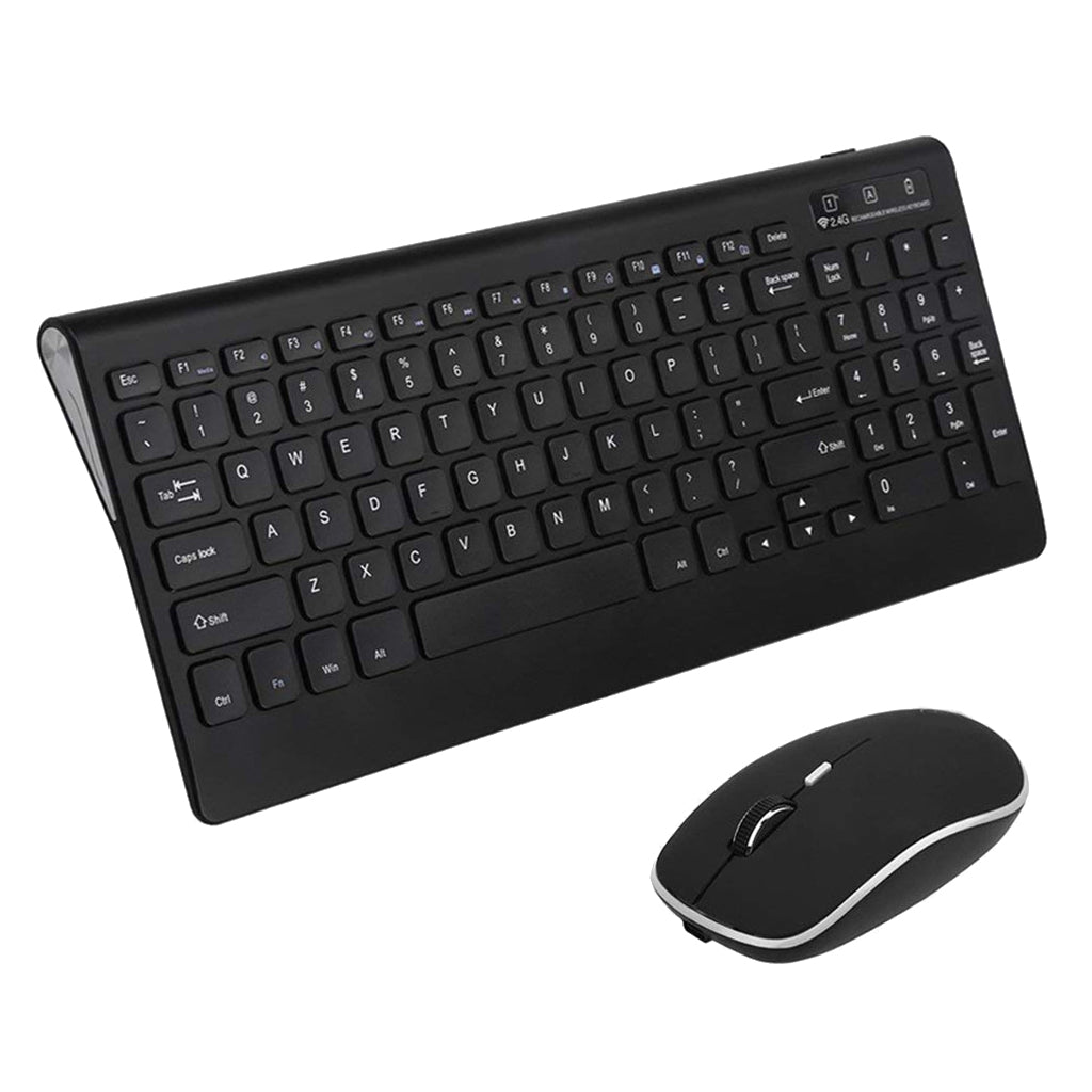 Wireless Keyboard Mouse Combo 2.4G USB for iOS Windows 10/7/XP Android black