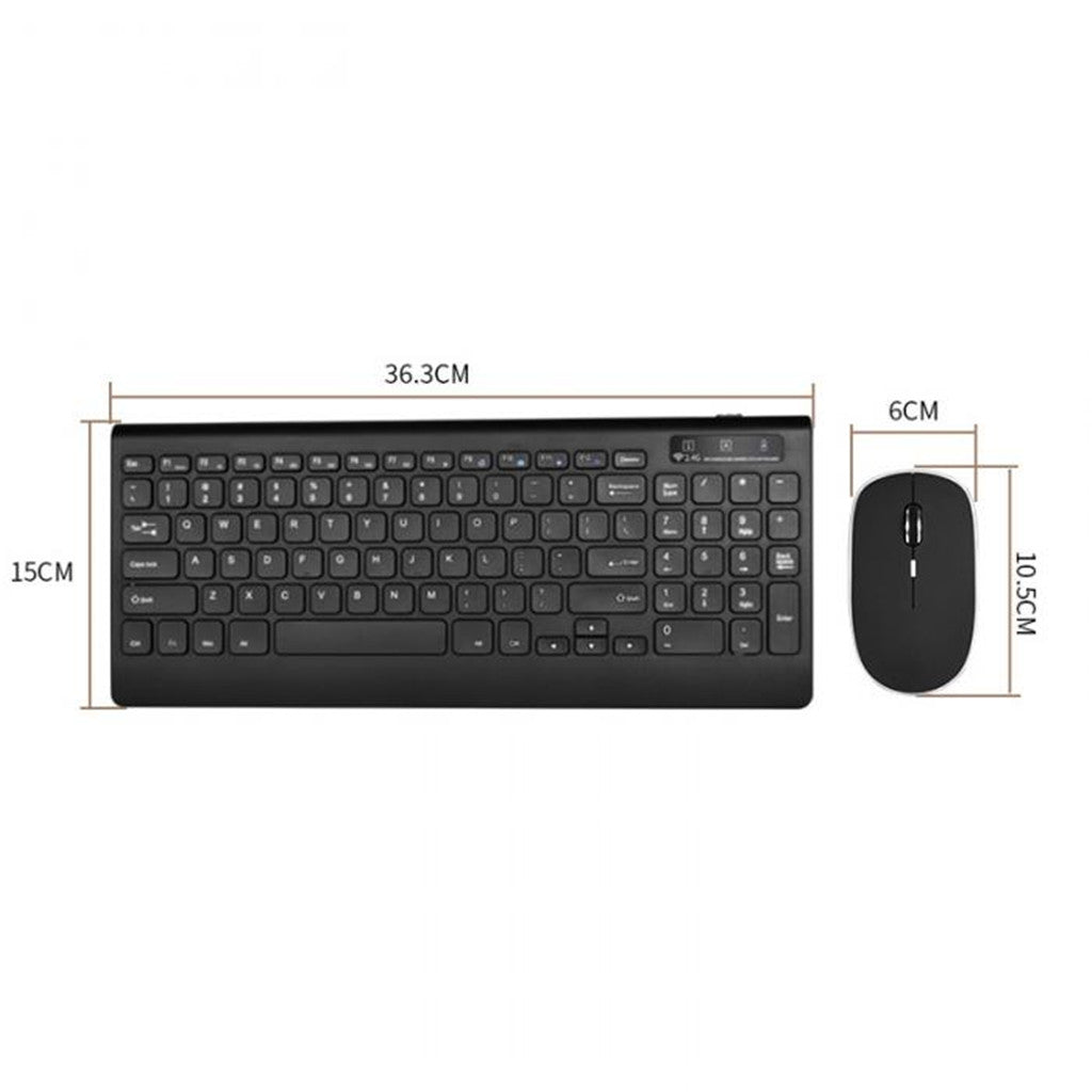 Wireless Keyboard Mouse Combo 2.4G USB for iOS Windows 10/7/XP Android black