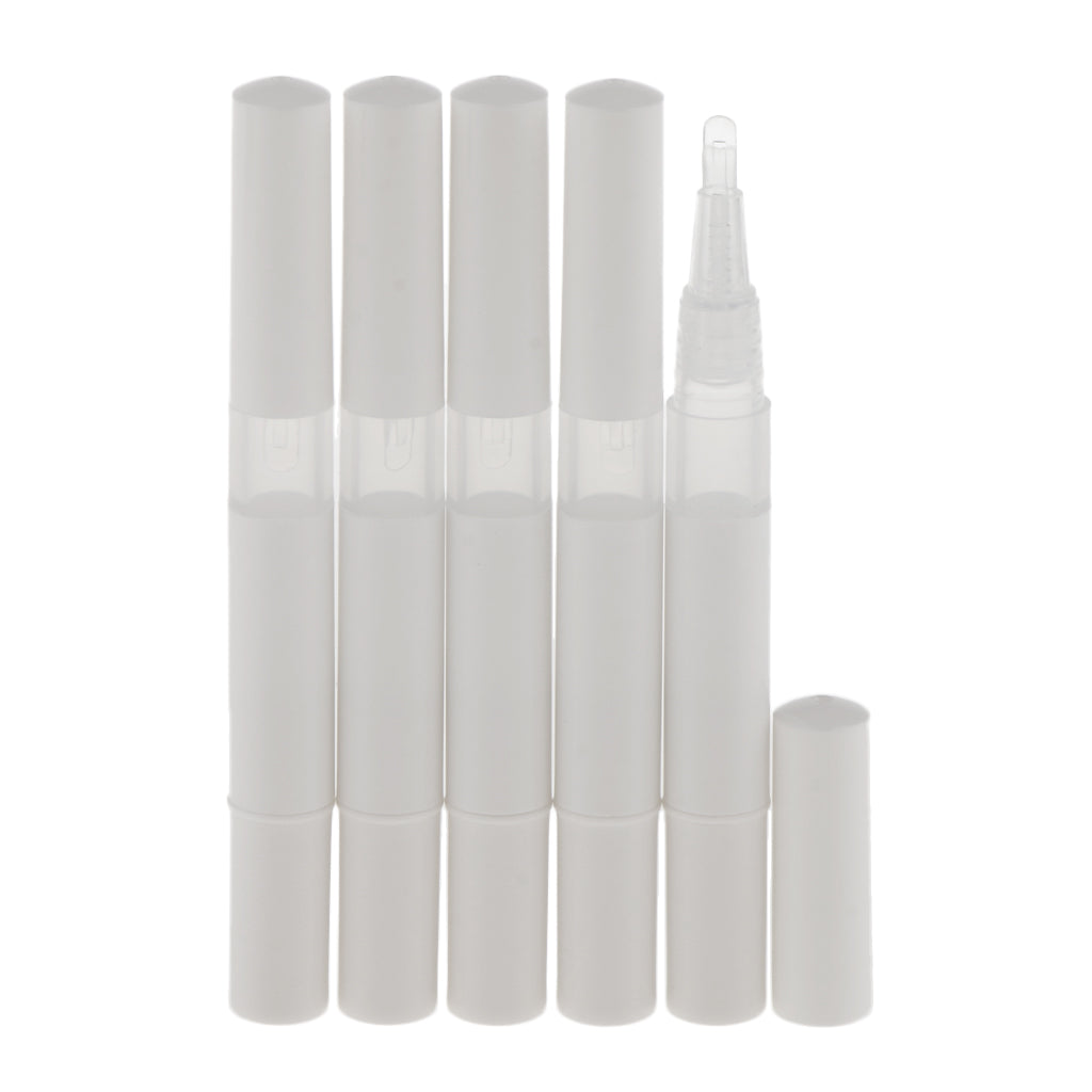 5x 3ml Empty Nail Oil Pen Lip Gloss Tubes Travel Cosmetic Container Tube White