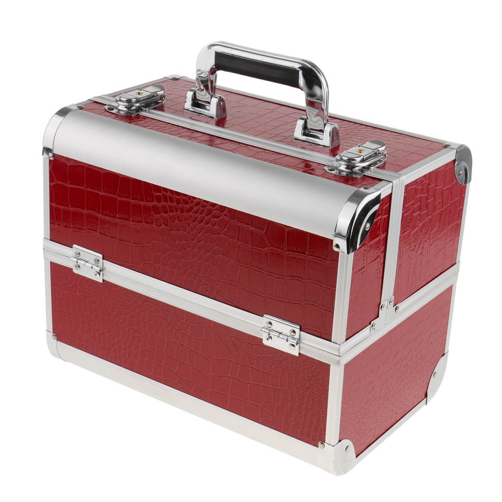 Aluminum Makeup Train Jewelry Storage Box Cosmetic Lockable Case Organizer #2